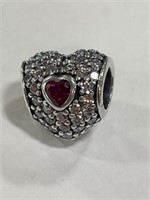 925 Silver Synthetic Ruby and CZ Pandora " In My