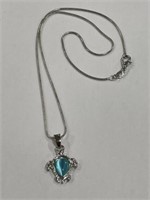 18 1/4 " 925 Silver " Sea Turtle " Necklace