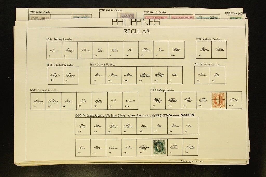 Philippines Stamps Used and Mint hinged on old pag