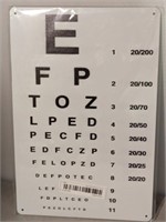 NEW Metal Sign, EYE CHART approx 12 inches by 9.