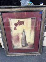 LARGE FRAMED PRINT OF FLOWER IN VASE 34.5X42.5