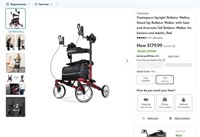 N3053  Oasisspace Upright Rollator Walker Red