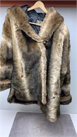 MED. FUR COAT CASSINI MADE IN FRANCE WITH HOOD