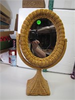 Vintage Wicker Vanity Mirror 17" x 10"