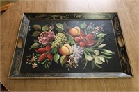 Large Tole Painted Metal Tray