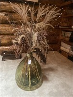 Large Glass Vase with Dried Arrangement