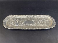 Twos Company Silver Toned Tray Swirls