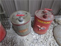 2 galvanized gas cans