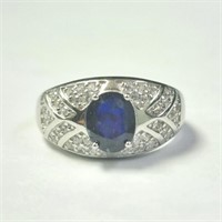 $300 Silver Sapphire(2.8ct) CZ Ring