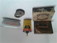 Vintage items - outers Gun oil, padlock,