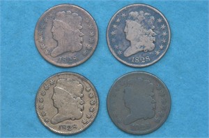 4 - 1828 Half Cents 13 Star Variations