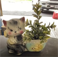 Ceramic cat planter