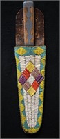 Beaded Knife Sheath with Matching Old Knife.  A tr