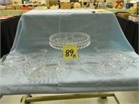 Fostoria Cake Stand & 4 Divided Dishes