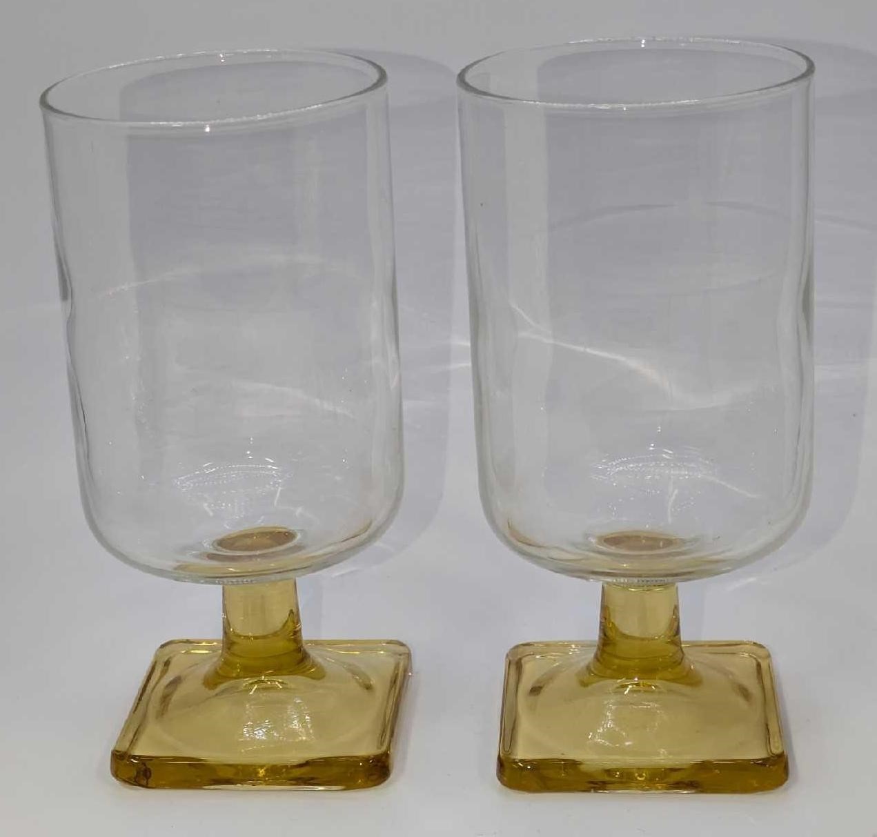 2 Federal Glass Amber Foot Goblet B