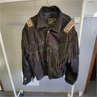 Mens L Leather Jacket w/ Fringe