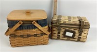 Longaberger basket with lid and handles cloth and