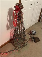 christmas decorative tree red lights work, bell, &