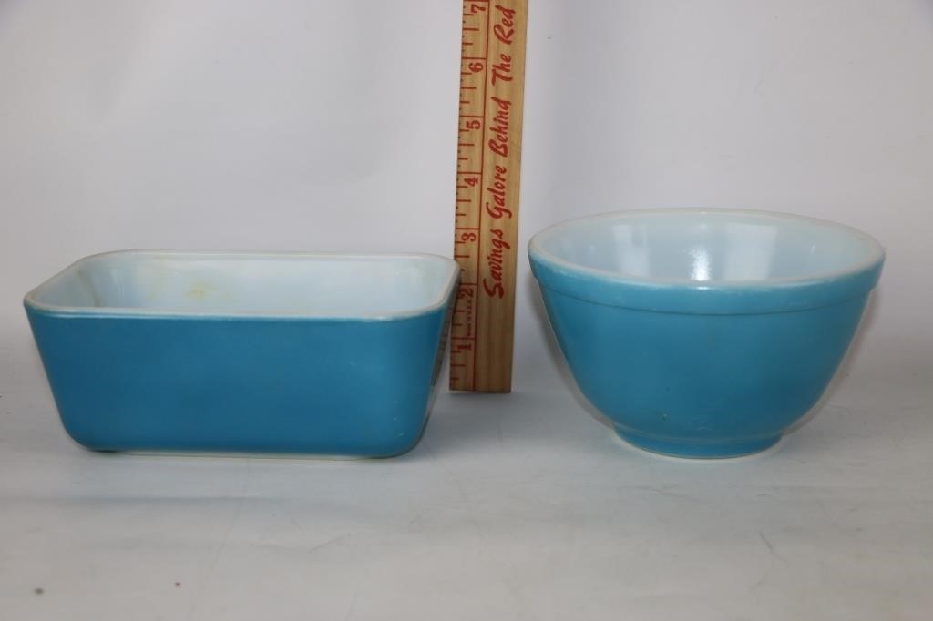 2 Blue Pyrex Dishes