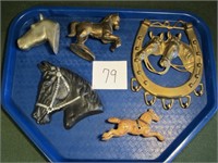 Aluminum, Brass, & Cast Iron Horse Related Lot