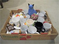 Box of Coffee Mugs, Jam Pot, Honey Pot