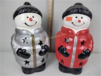 Two ceramic snowman