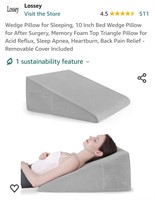 Wedge Pillow for Sleeping, 10 Inch Bed Wedge