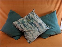 3 beautiful feather throw pillows 18" x 18"