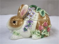 Fitz and Floyd covered bunny dish, 6.5 X 4.25"H