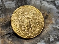 1947 Gold Mexican 50 Pesos Coin