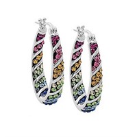 18Kt White Gold Pl Rainbow Crystal Earrings