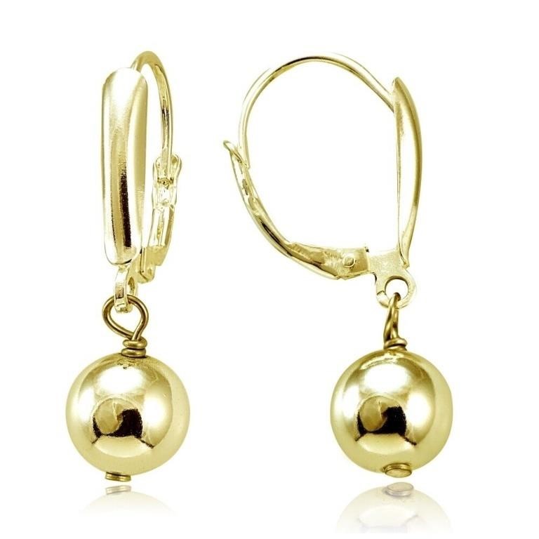 18K Yellow Gold Plated Dangling Bead Earrings