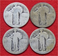 (4) Standing Liberty Silver Quartes - No Dates