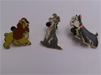 (3) DIsney Lady & The Tramp Dog Pins