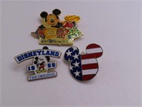 (3) Disney Pins Mickey/USA/1955 Original
