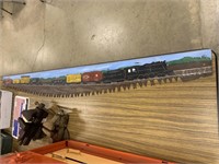 TRAIN SCENE PAINTED TWO MAN SAW
