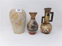 1952 Swirl Art Vase & 2 Pottery Vases (see note)