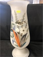 Satin Glass Paint Decorated Vase