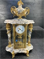 BEAUTIFUL ANTIQUE BRONZE & MARBLE FRENCH MANTLE