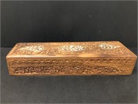 Carved wood box