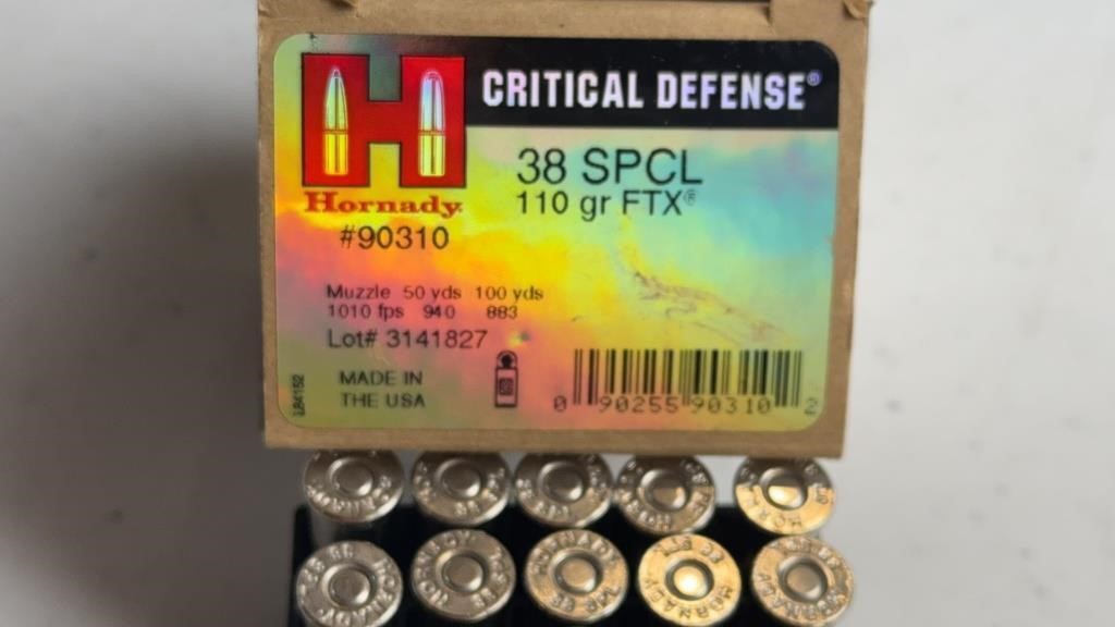 25 rds Hornady Critical Defence .38 Spl 110 gr