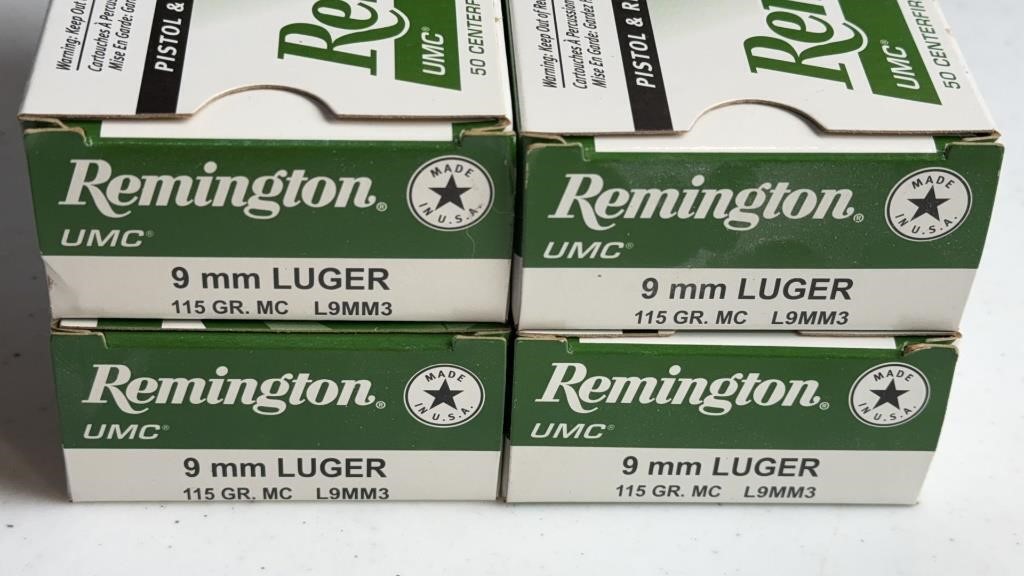 200 rds Remington 9mm Luger 115 gr MC