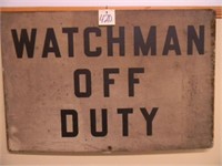 Watchman Off Duty Metal Sign (41x27)