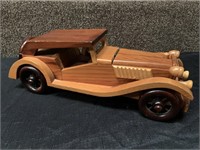 Vintage 12 in. Hand Carved Wooden Car
