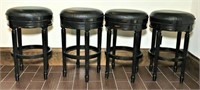 Four Leather Top Swivel Bar Stools