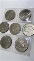 (7) Eisenhower dollars, 1971-1976, AU cond.