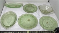 Green Depression Cake Plate, Serving Dishes & More
