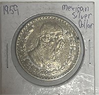 1959 Mexican Silver Dollar