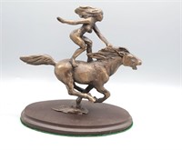 Signed 2011 James Spratt Woman Riding Horse Bronze