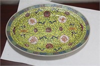 A Vintage Chinese Yellow Longetivity Platter
